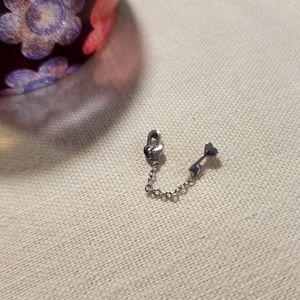 Mini Chain Key and Heart Lock Double Piercings Earrings